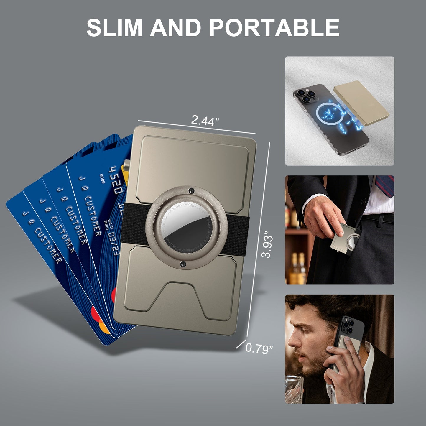 TOYFID All - Aluminum Pop Up Slide Rfid Slim Card Holder Wallet With Airtag Holder - Partij stunter