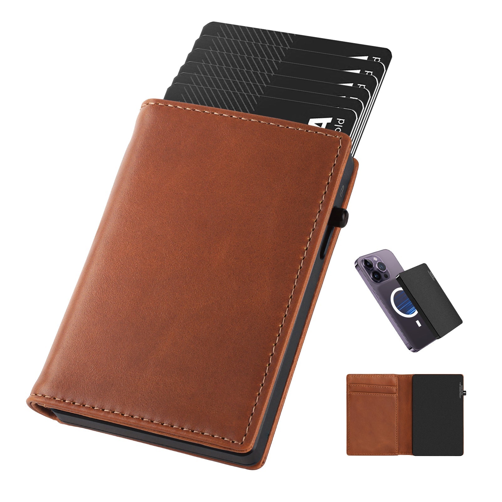 TOYFID Aluminum Alloy Wallet With Genuine Leather Cover Men's Billfolds - Partij stunter