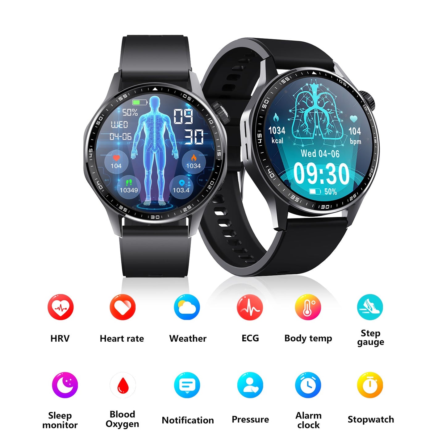 Advanced Health and Fitness Smartwatch with Tools to Manage Stress and Sleep, ECG App, SpO2, 24/7 Heart Rate - Partij stunter