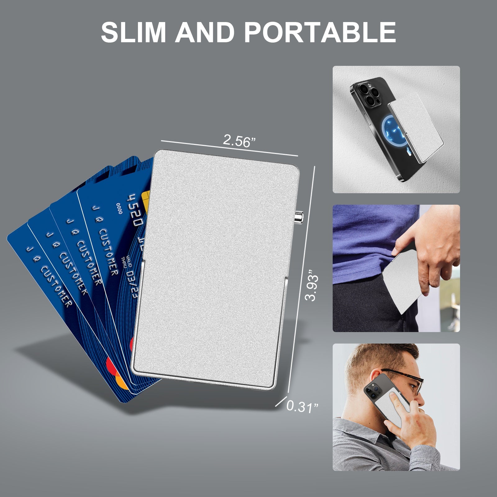 RFID Blocking Wallet Minimalist Slim Card Holder for Magsafe with Adjustable Stand, Metal Pop Up Magnetic Wallet for Men TOYFID - Partij stunter