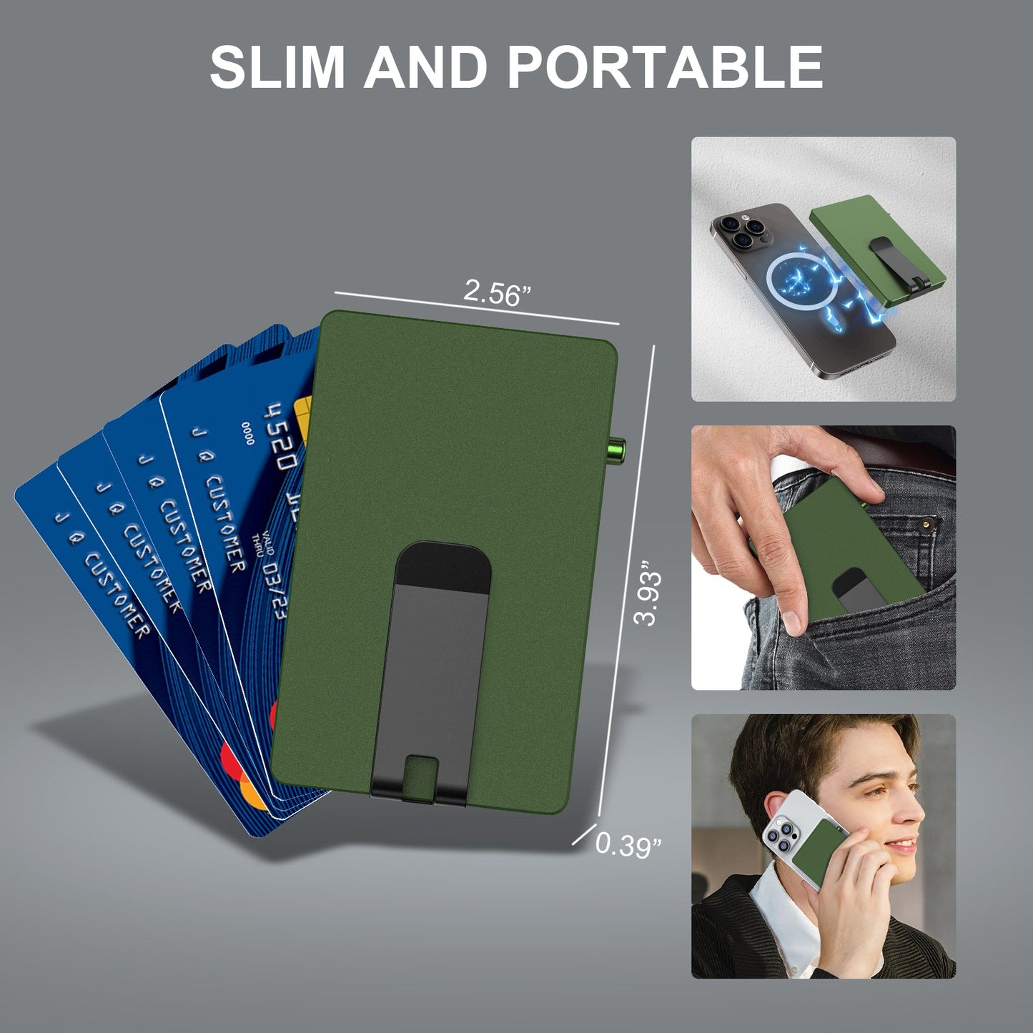Minimalist Pop up Wallet with Money Clip, All Aluminum Slide Rfid Slim Card Holder - Partij stunter