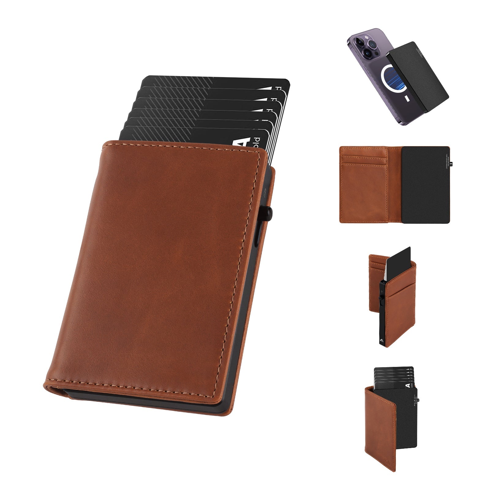 TOYFID Aluminum Alloy Wallet With Genuine Leather Cover Men's Billfolds - Partij stunter
