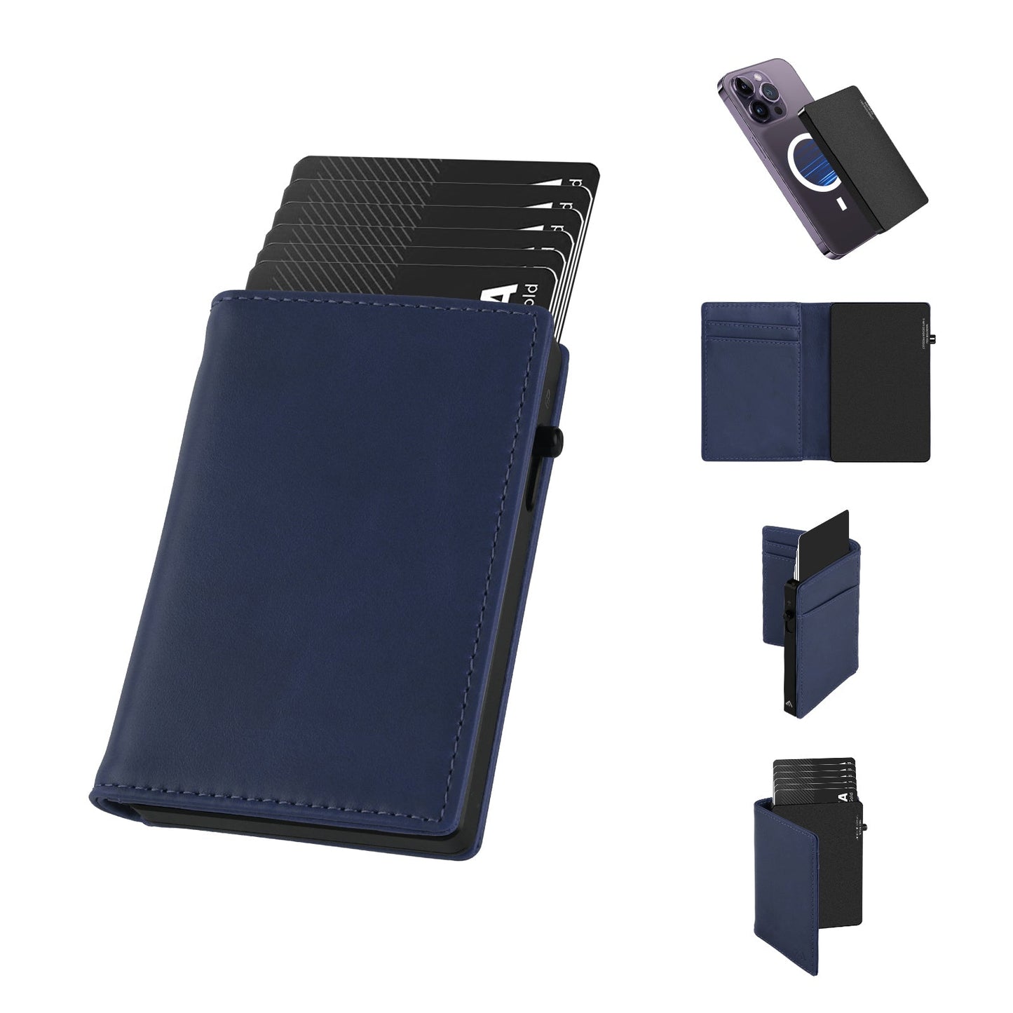 TOYFID Aluminum Alloy Wallet With Genuine Leather Cover Men's Billfolds - Partij stunter