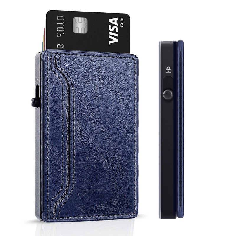 TOYFID Wallet With PU Leather Cover,Aluminum Alloy Pop Up Wallet Holder Card - Partij stunter