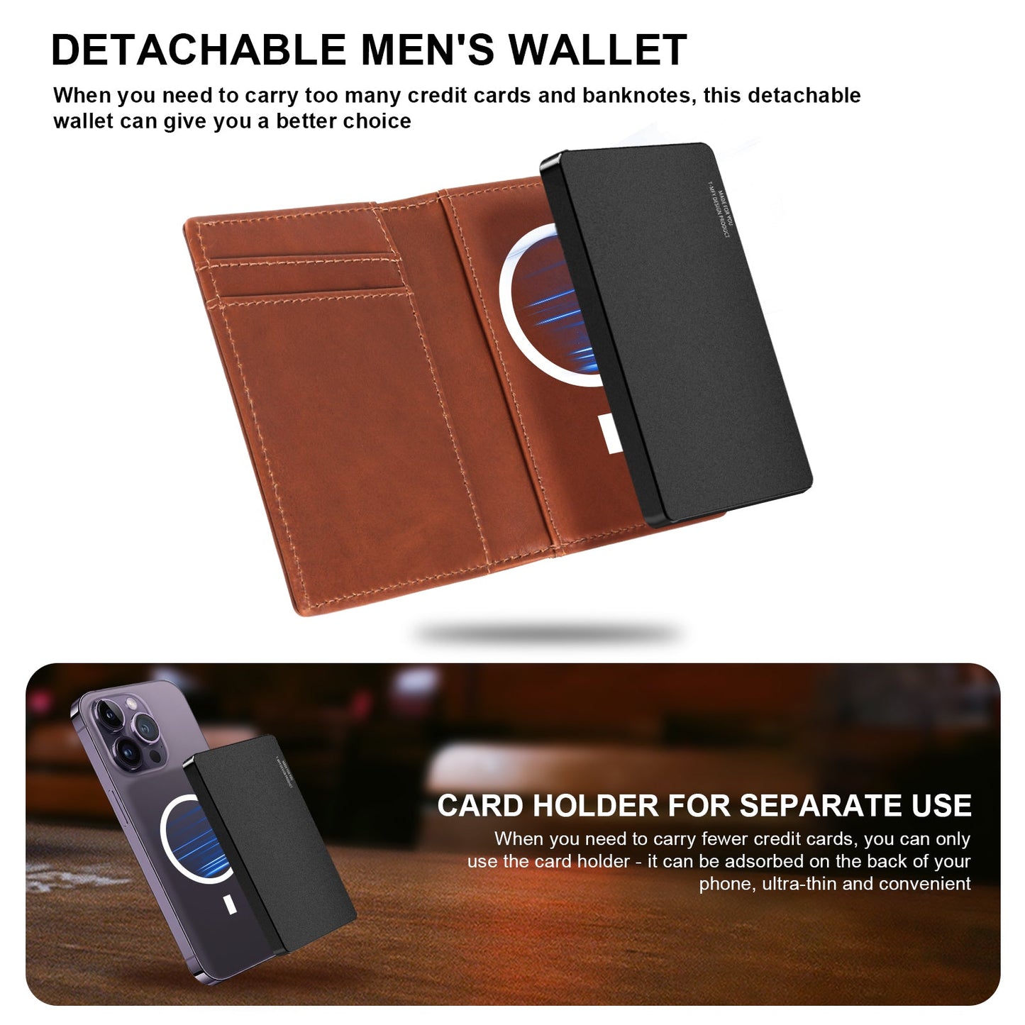 TOYFID Aluminum Alloy Wallet With Genuine Leather Cover Men's Billfolds - Partij stunter