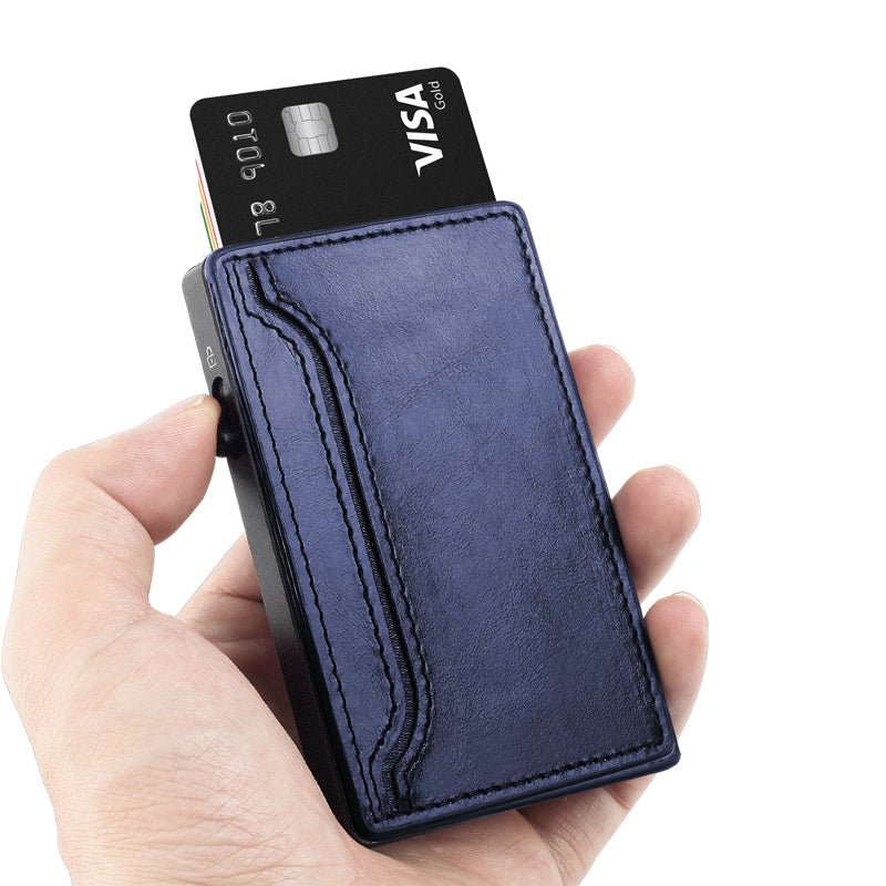 TOYFID Wallet With PU Leather Cover,Aluminum Alloy Pop Up Wallet Holder Card - Partij stunter