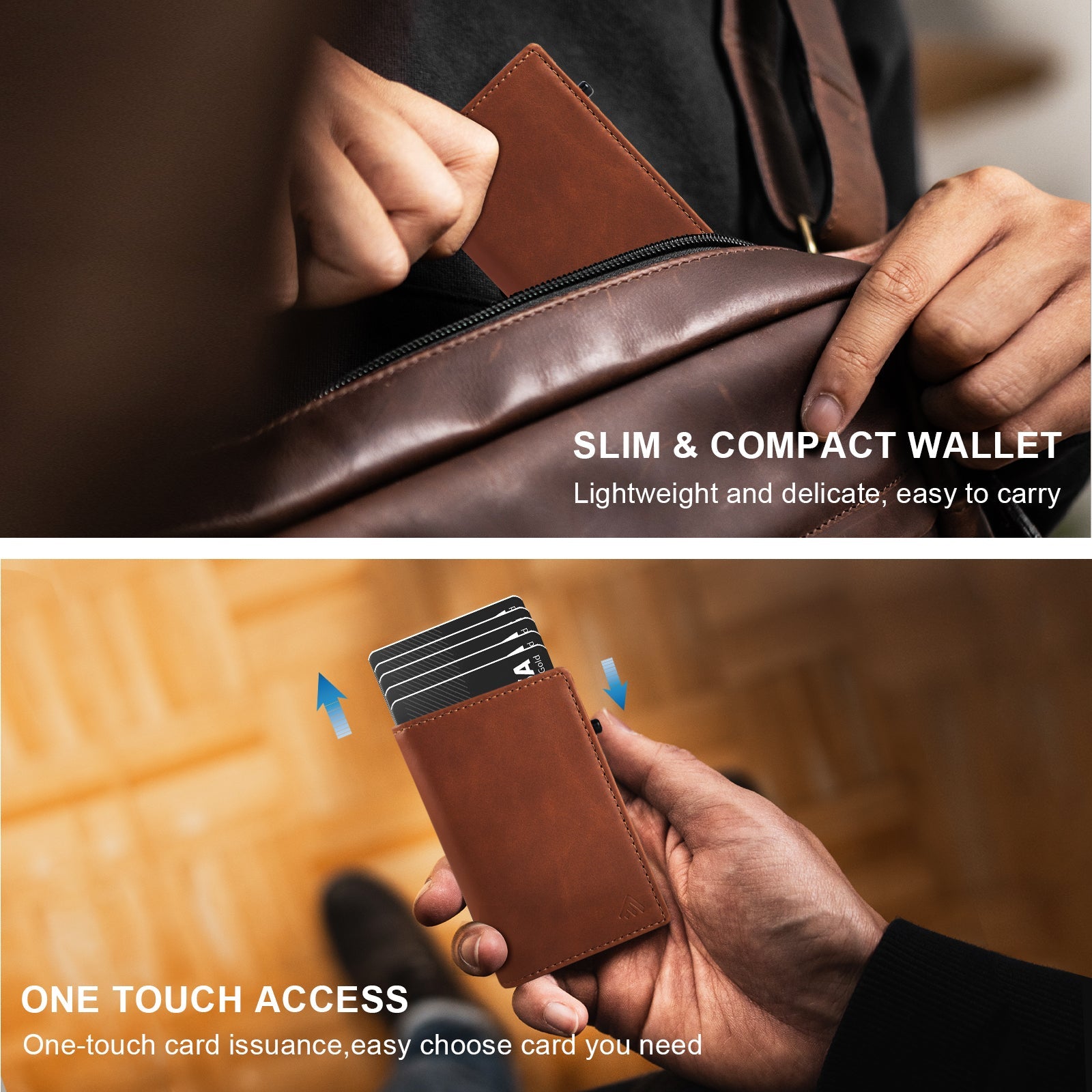 TOYFID Aluminum Alloy Wallet With Genuine Leather Cover Men's Billfolds - Partij stunter