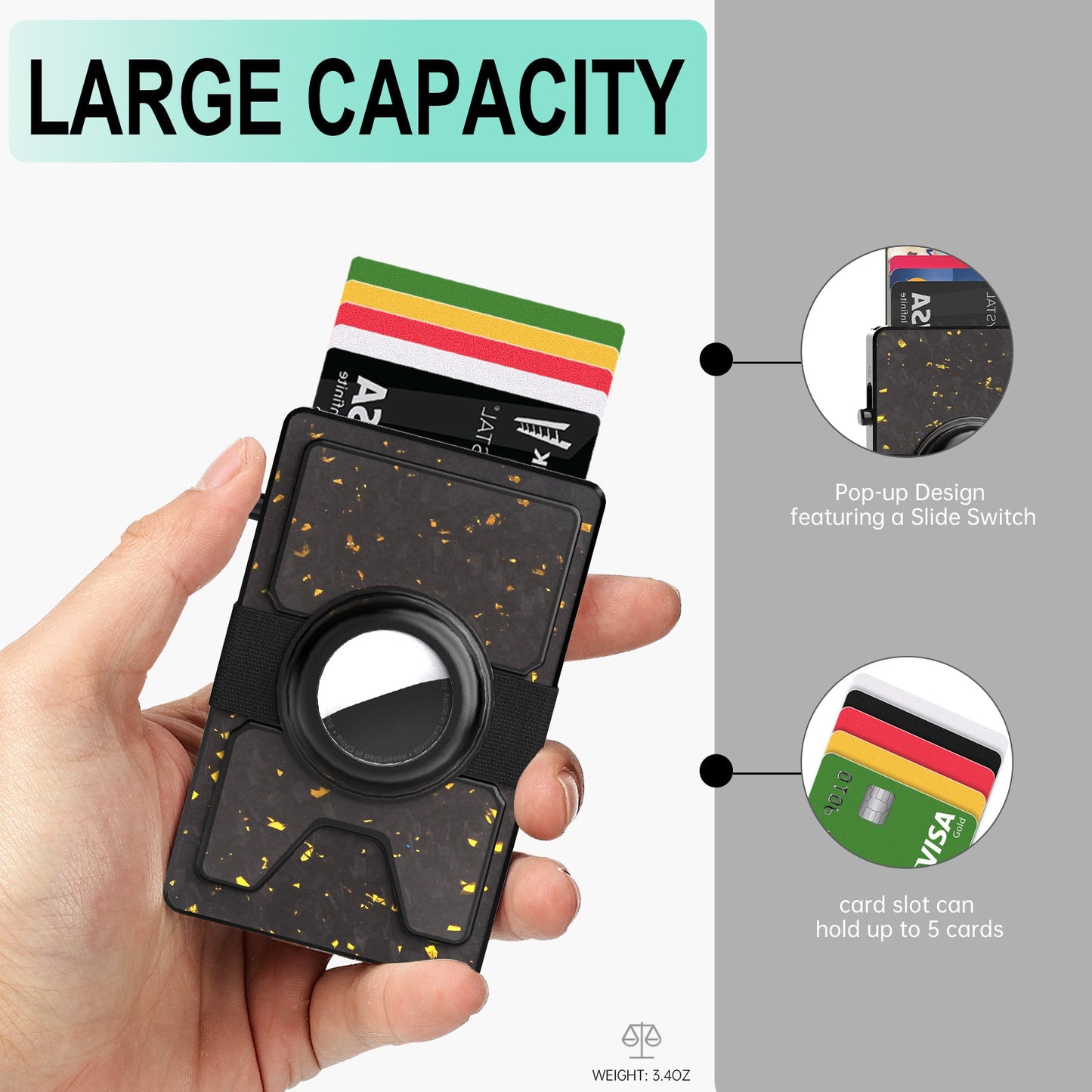 TOYFID Best Pop Up RFID Mens Wallet forged Carbon Fiber Minimalist Amazon to Protect Credit Cards - Partij stunter