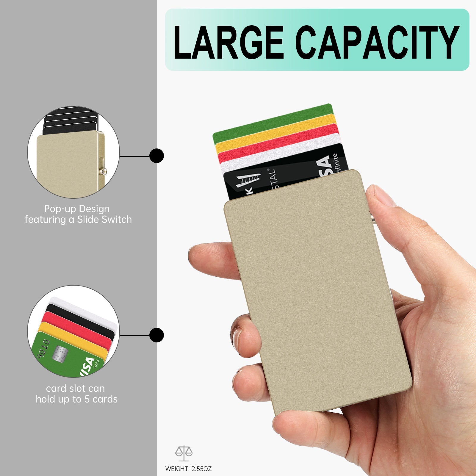 TOYFID All - Aluminum Pop Up Slide Rfid Slim Basic Card personalized wallet for men - Partij stunter