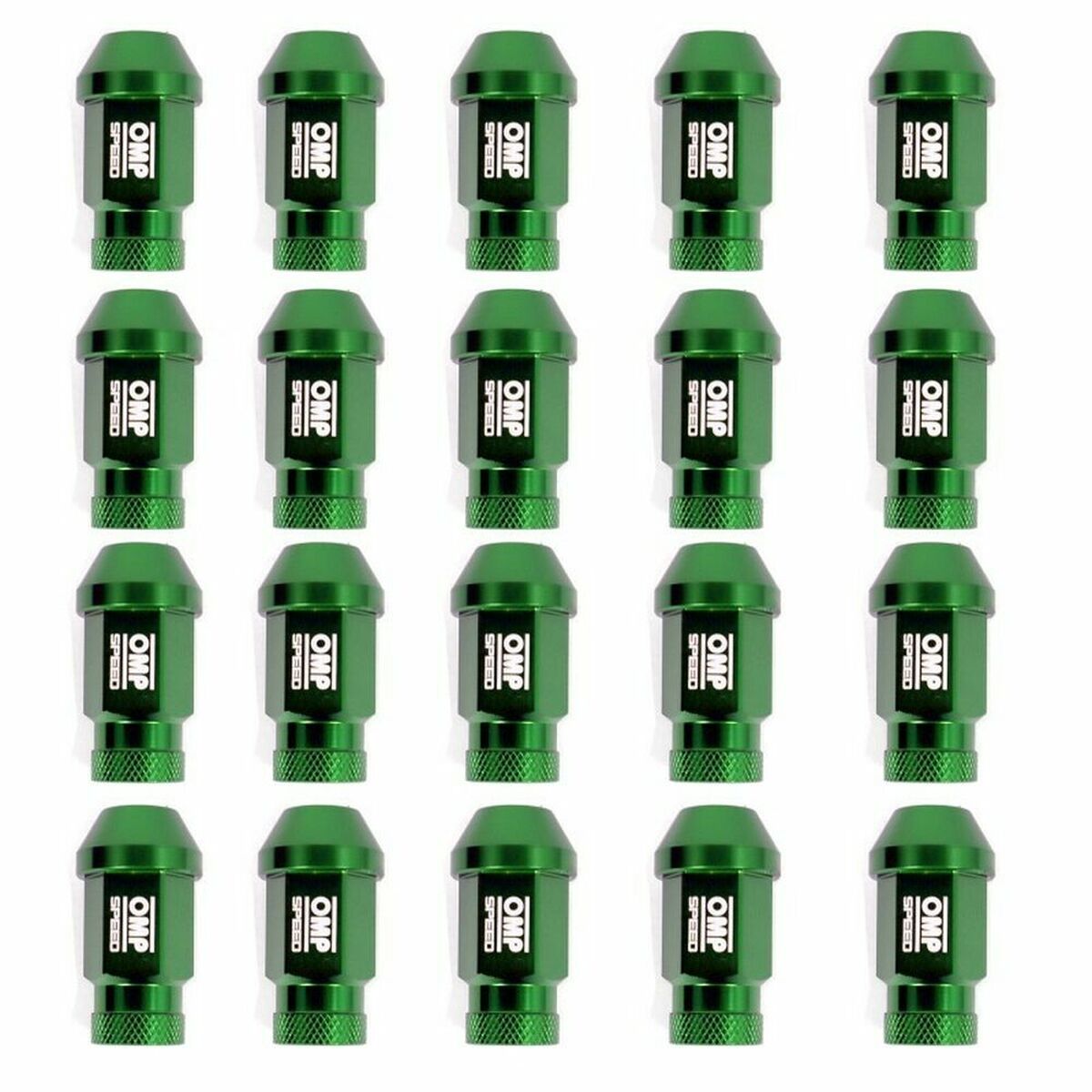 Set Nuts OMP 7075 Green 20 uds M14 x 1,25 - Partij stunter