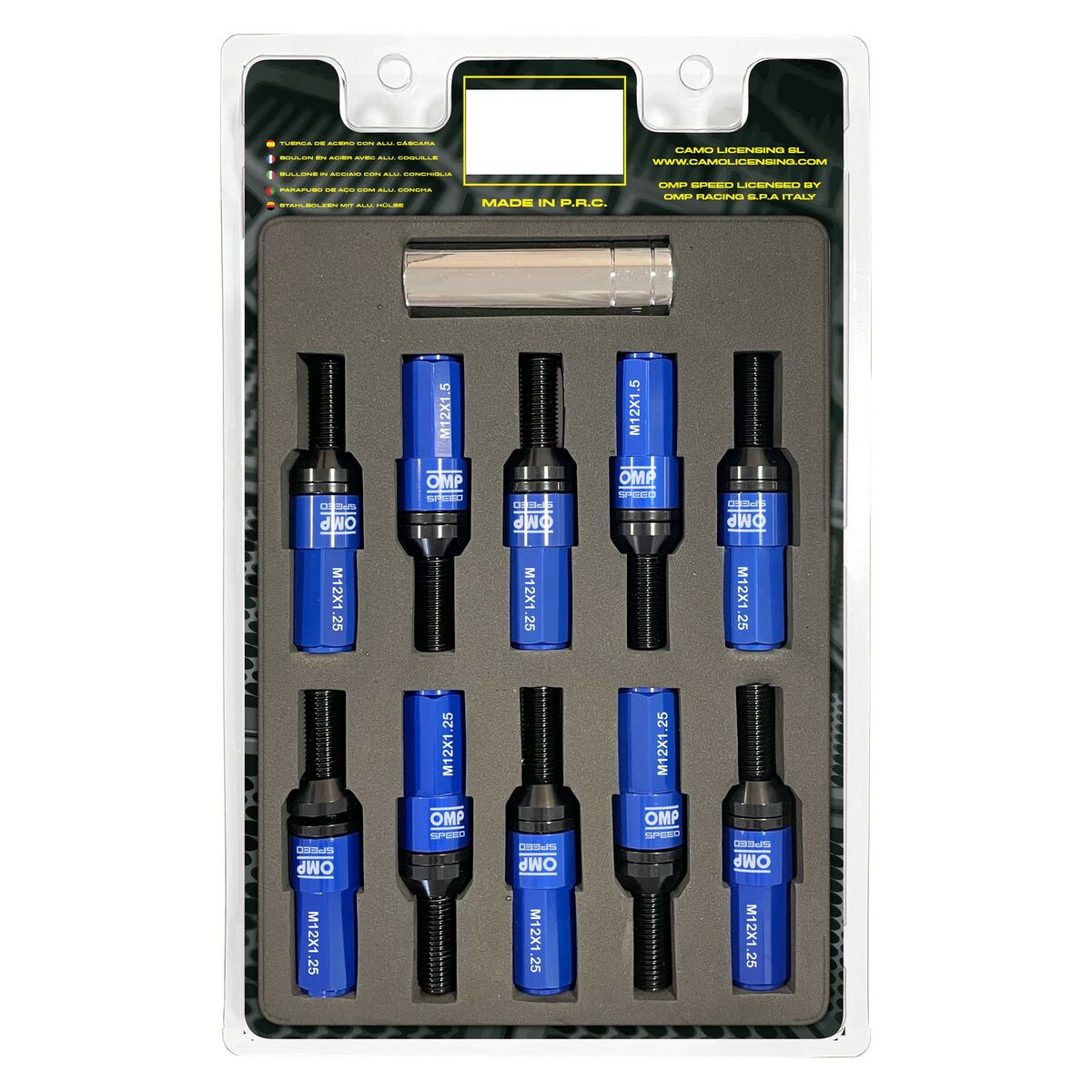 Screw kit OMP OMPS09971207 28 mm Blue M12 x 1,25 - Partij stunter