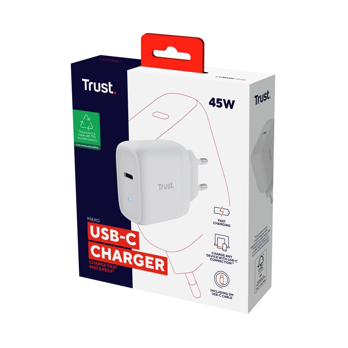 Wall Charger Trust 25138 White - Partij stunter