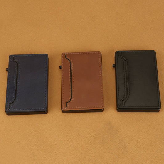 TOYFID Wallet With PU Leather Cover,Aluminum Alloy Pop Up Wallet Holder Card - Partij stunter