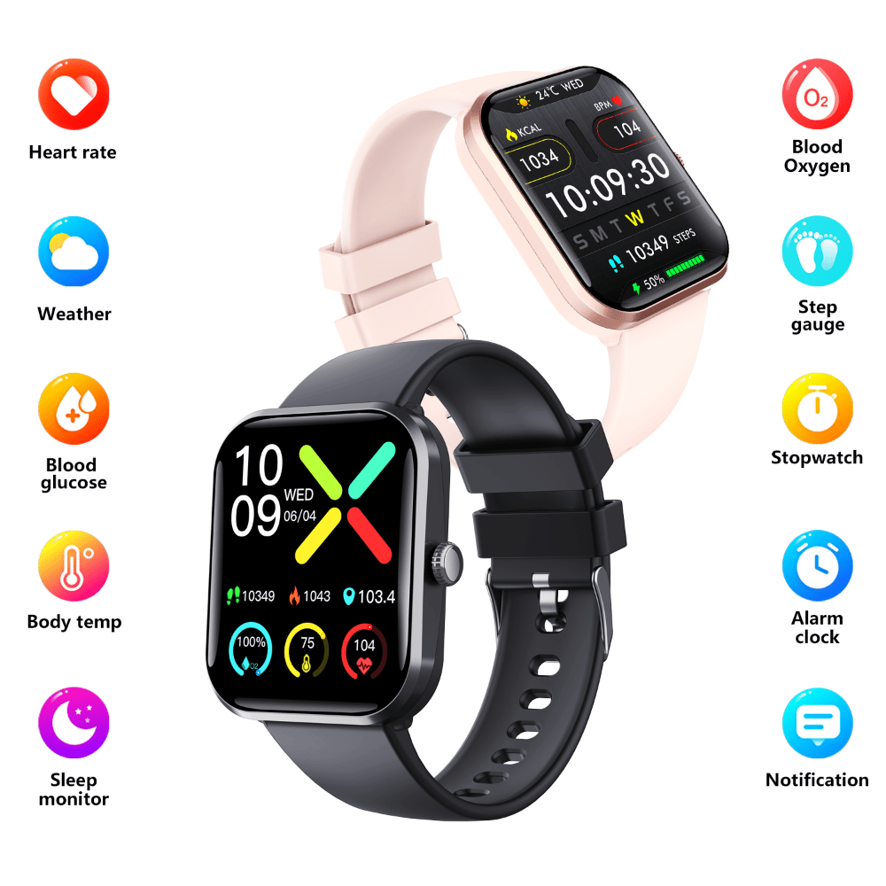 Blood Sugar Glucose Monitor Smart Watch for Diabetics SOS Emergency Alarm Call - Partij stunter