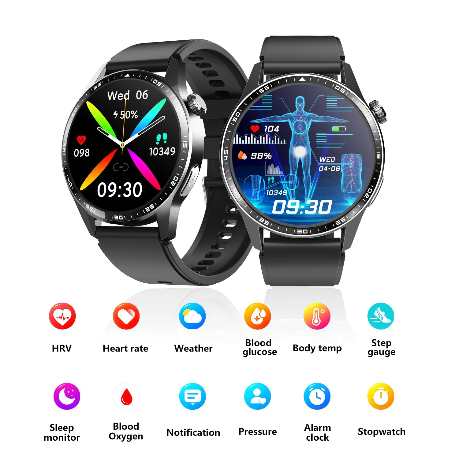 Healthy Blood Oxygen Smart Watch Men ECG+PPG Precise Body Temperature Heart Rate Monitor Smartwatch HRV Blood Pressure Watches - Partij stunter