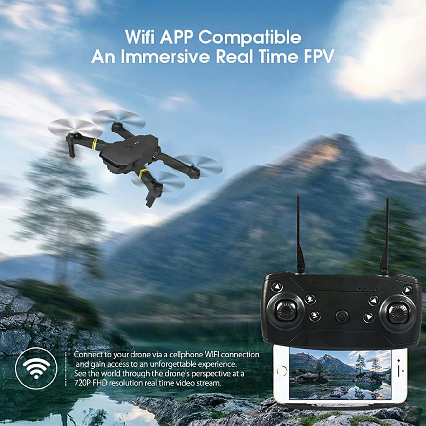 4K HD Dual Camera RC FPV WiFi Portable Wide Angle Foldable Quadcopter Drone - Partij stunter