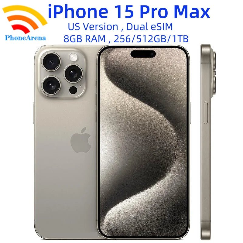 Original iPhone 15 Pro Max 256/512GB 1TB ROM Dual eSIM 8GB RAM 6.7" Genuine Retina OLED NFC A16 15ProMax Unlocked 5G Cell Phone - Partij stunter