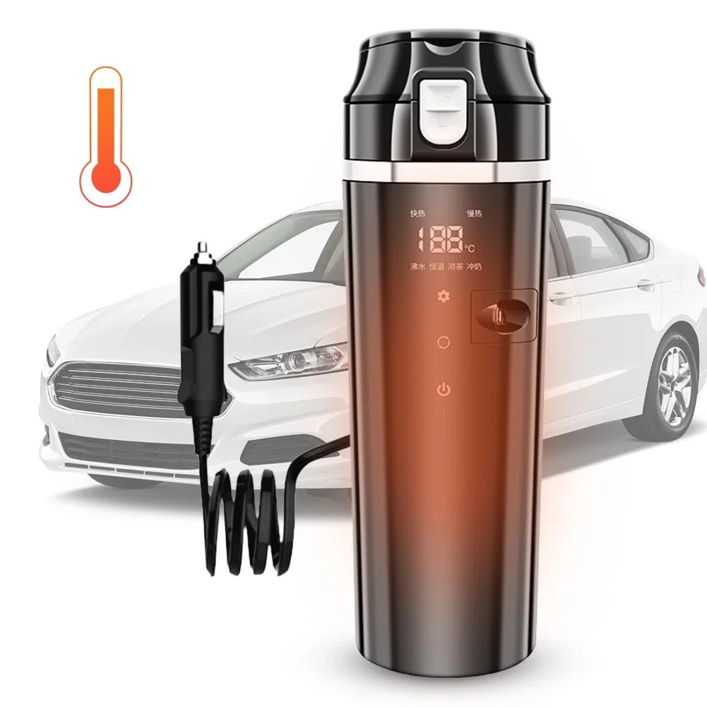 NNEOBA Smart Car Heating Mug with Digital LCD Display 500ML Stainless Steel Black - Partij stunter