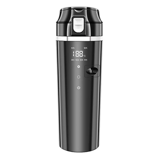 NNEOBA Smart Car Heating Mug with Digital LCD Display 500ML Stainless Steel Black - Partij stunter