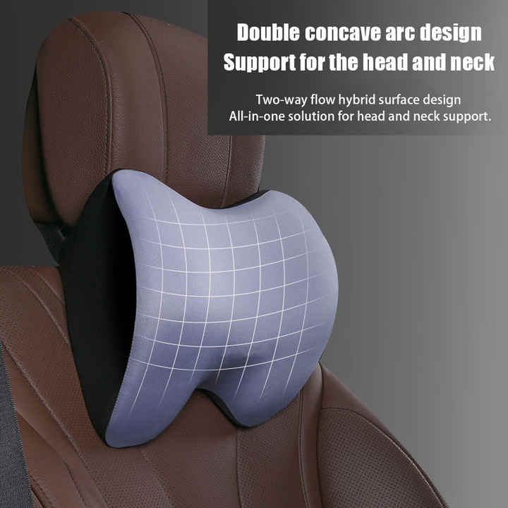 NNEDSZ Blue Memory Foam Car Seat Neck and Lumbar Support Set - Ergonomic Cushion for Office, Home, and Driving - Partij stunter