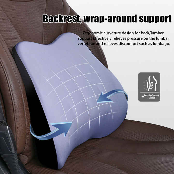 NNEDSZ Blue Memory Foam Car Seat Neck and Lumbar Support Set - Ergonomic Cushion for Office, Home, and Driving - Partij stunter
