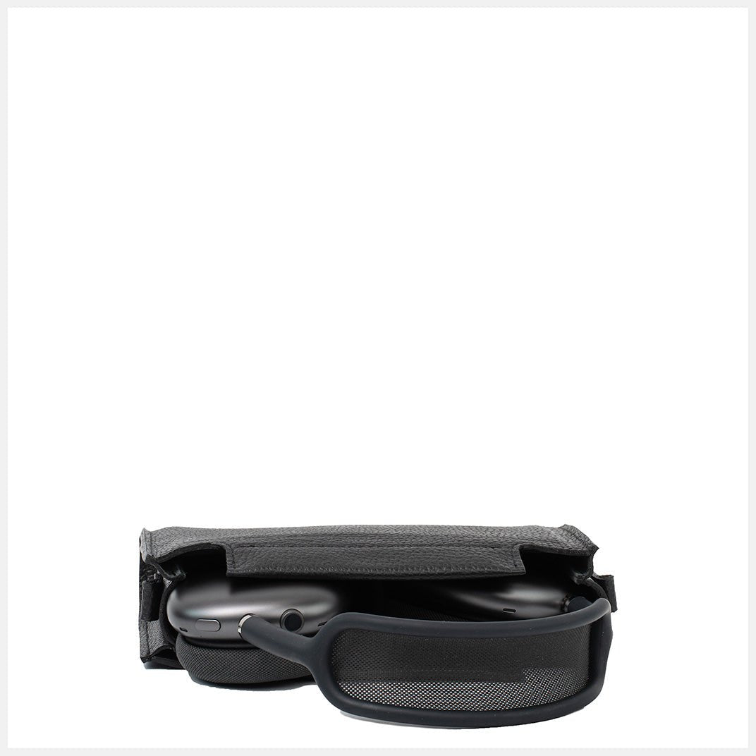 Leather Case with Adjustable Fabric Strap for AirPods Max (Black) - Partij stunter