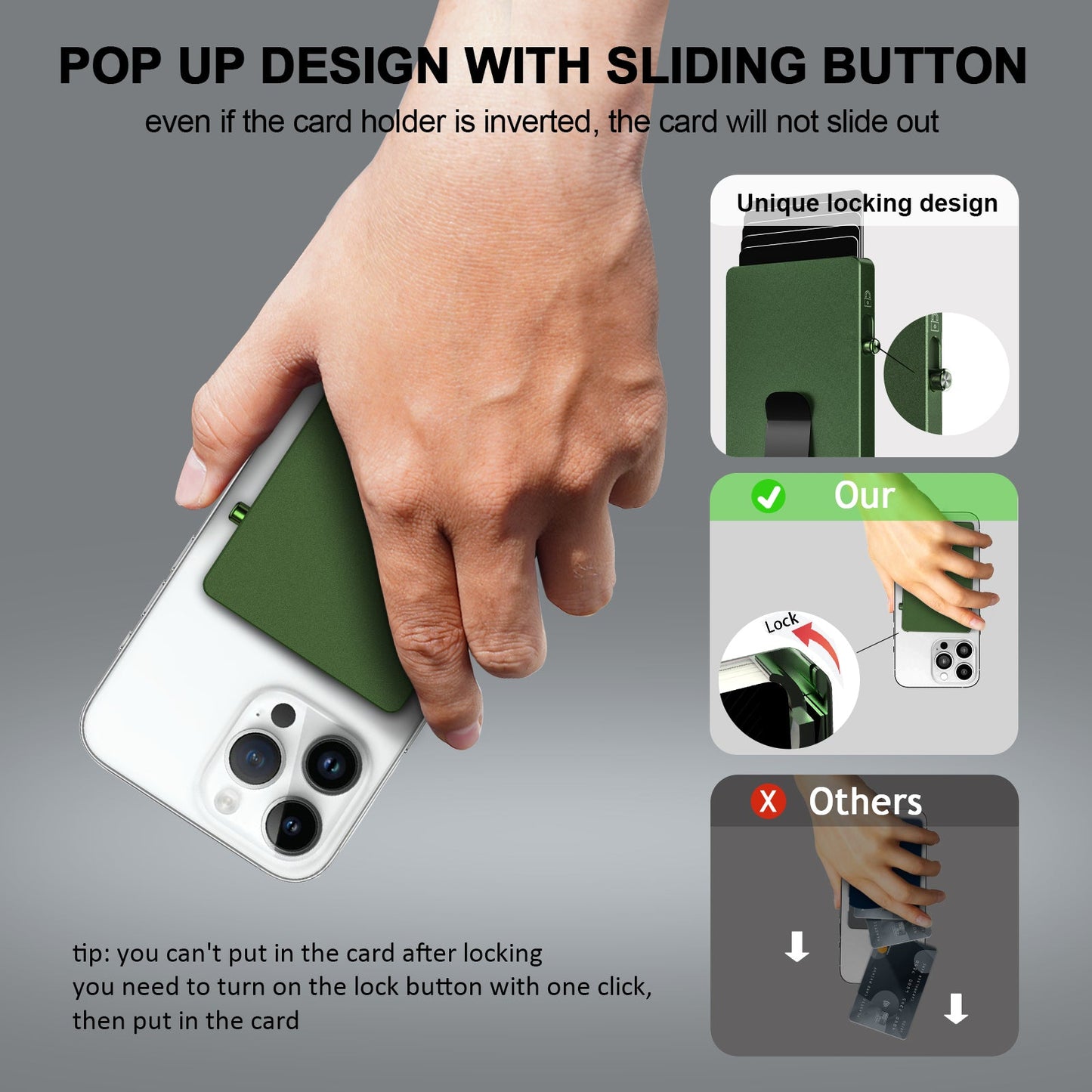 Minimalist Pop up Wallet with Money Clip, All Aluminum Slide Rfid Slim Card Holder - Partij stunter