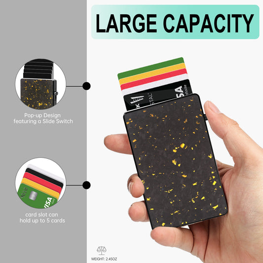 TOYFID Best Pop Up RFID Mens Wallet forged Carbon Fiber Minimalist Amazon to Protect Credit Cards - Partij stunter