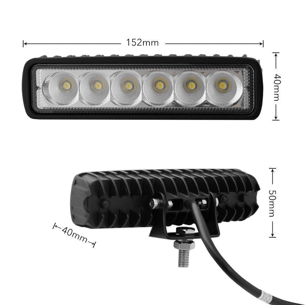 NNEDSZ 2 x 6inch 18W Work Light Bar Driving Lamp Flood Truck Offroad MINING UTE 4WD - Partij stunter